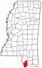 Mississippi Map showing Hancock County
