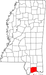 Mississippi Map showing Harrison County