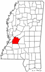 Mississippi Map showing Hinds County