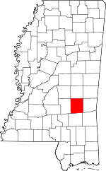 Mississippi Map showing Jasper County
