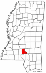 Mississippi Map showing Jefferson Davis County