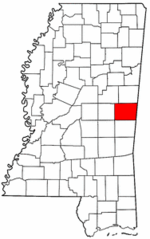 Mississippi Map showing Kemper County
