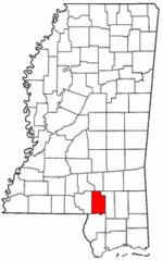 Mississippi Map showing Lamar County