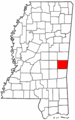 Mississippi Map showing Lauderdale County