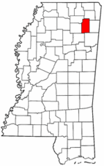 Mississippi Map showing Lee County