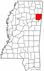 Mississippi Map showing Monroe County