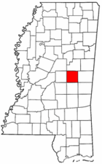 Mississippi Map showing Neshoba County