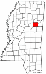 Mississippi Map showing Oktibbeha County