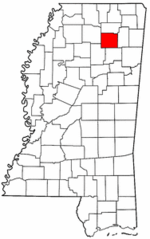 Mississippi Map showing Pontotoc County