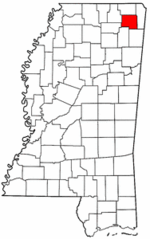 Mississippi Map showing Prentiss County