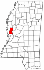 Mississippi Map showing Sharkey County