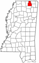 Mississippi Map showing Tippah County