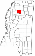 Mississippi Map showing Yalobusha County
