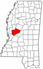 Mississippi Map showing Yazoo County