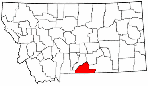 Montana Map showing Carbon County