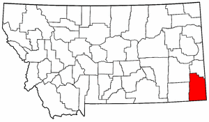 Montana Map showing Carter County