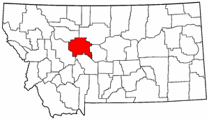 Montana Map showing Cascade County