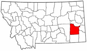 Montana Map showing Custer County