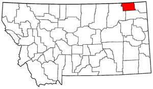 Montana Map showing Daniels County