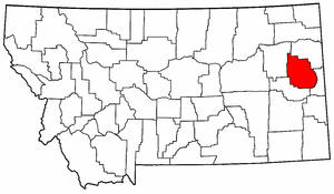 Montana Map showing Dawson County