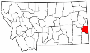 Montana Map showing Fallon County
