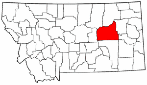 Montana Map showing Garfield County