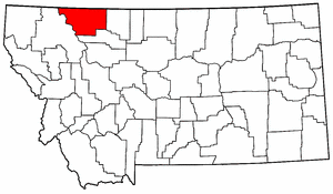 Montana Map showing Glacier County