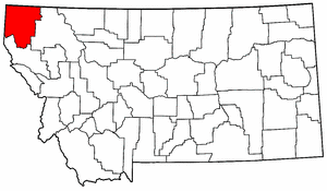 Montana Map showing Lincoln County