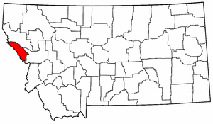 Montana Map showing Mineral County