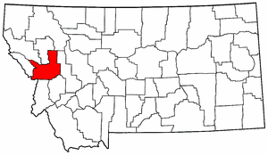 Montana Map showing Missoula County