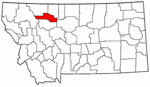 Montana Map showing Pondera County