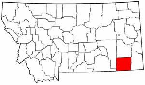Montana Map showing Powder River County