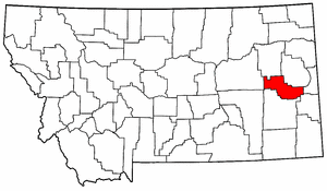 Montana Map showing Prairie County