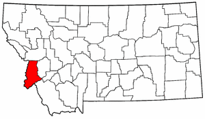 Montana Map showing Ravalli County
