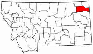 Montana Map showing Roosevelt County