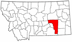 Montana Map showing Rosebud County