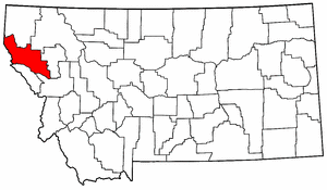 Montana Map showing Sanders County
