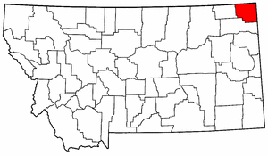 Montana Map showing Sheridan County