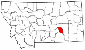 Montana Map showing Treasure County