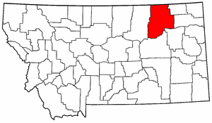 Montana Map showing Valley County