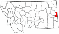 Montana Map showing Wibaux County