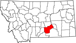 Montana Map showing Yellowstone County