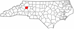 North Carolina Map showing Alexander County