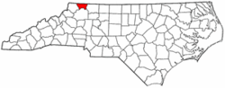 North Carolina Map showing Alleghany County