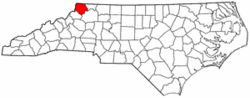 North Carolina Map showing Ashe County