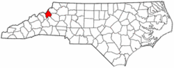 North Carolina Map showing Avery County