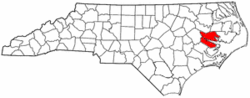 North Carolina Map showing Beaufort County