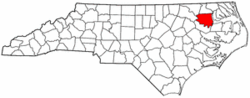 North Carolina Map showing Bertie County