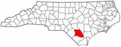 North Carolina Map showing Bladen County