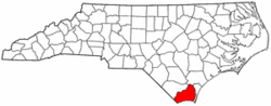 North Carolina Map showing Brunswick County